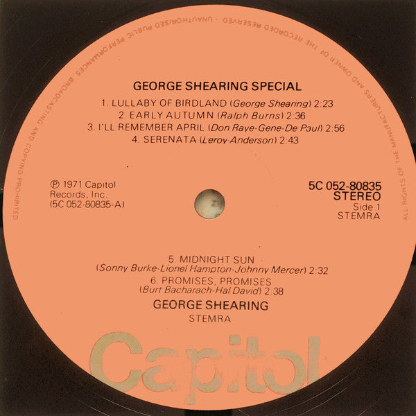 George Shearing : Special (LP, Comp)