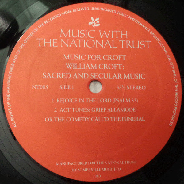 William Croft - Rogers Covey-Crump, Michael George (3), Kevin Smith (11), Stephen Varcoe : Music For Croft (LP)