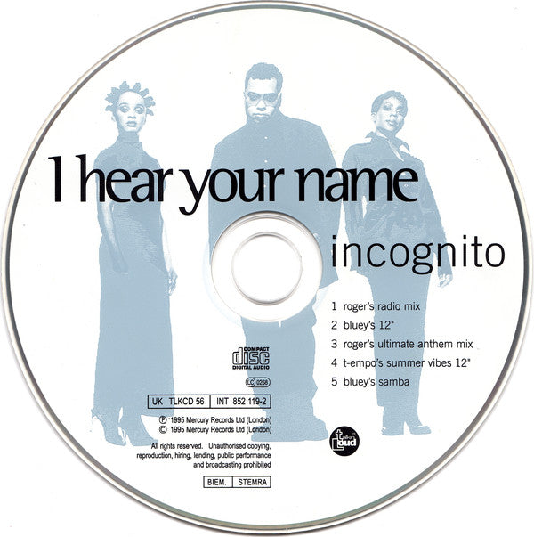 Incognito : I Hear Your Name (CD, Single)
