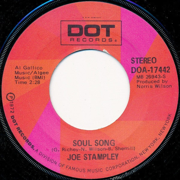 Joe Stampley : Soul Song (7", Single, Scr)
