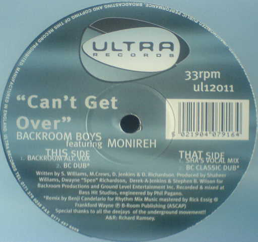 Backroom Boys : Can't Get Over (12")