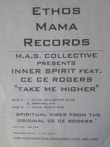 M.A.S. Collective Presents Inner Spirit Featuring Ce Ce Rogers : Take Me Higher (12")
