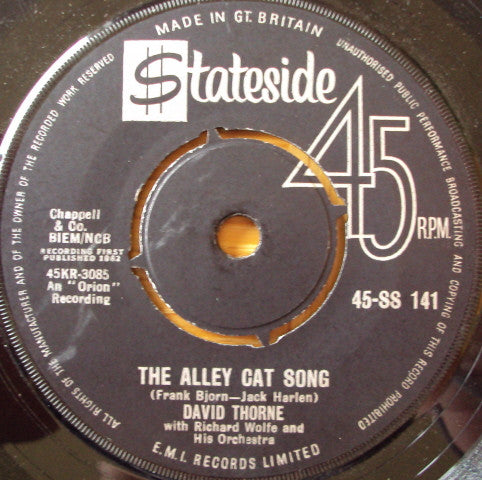 David Thorne With Richard Wolfe And His Orchestra : The Alley Cat Song (7", Single)
