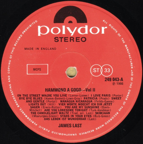 James Last & His Hammond Bar Combo : Hammond À Gogo / 2 (LP, Album)