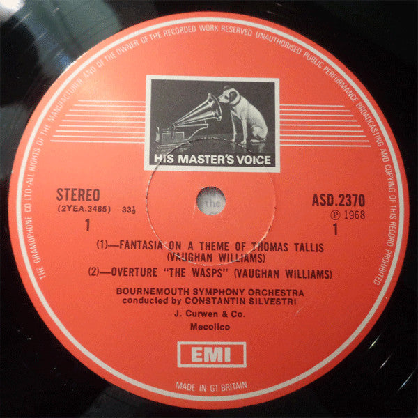 Sir Edward Elgar / Ralph Vaughan Williams - Constantin Silvestri, Bournemouth Symphony Orchestra : In The South (Alassio) / Fantasia On A Theme By Thomas Tallis - The Wasps Overture (LP, RE)