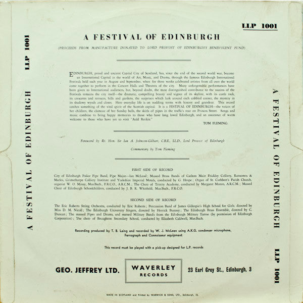 Various : A Festival Of Edinburgh (LP, Mono)