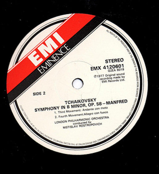 London Philharmonic Orchestra, Mstislav Rostropovich - Pyotr Ilyich Tchaikovsky : Manfred Symphony (LP)