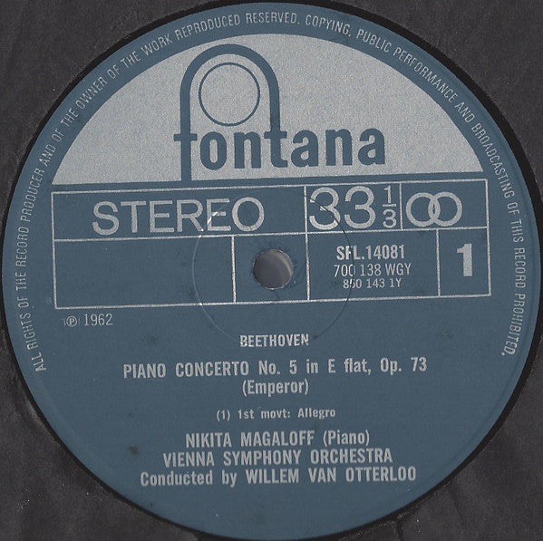 Ludwig van Beethoven, Nikita Magaloff, Wiener Symphoniker, Willem Van Otterloo : Piano Concerto No. 5 In E Flat, Op. 73 "Emperor" (LP, RE)