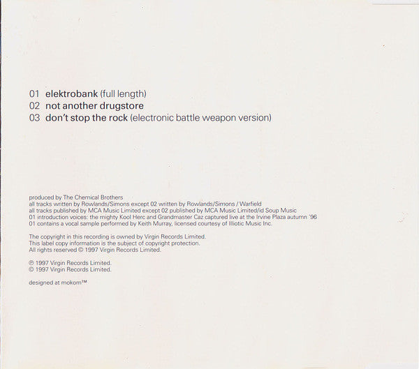 The Chemical Brothers : Elektrobank (CD, Single)