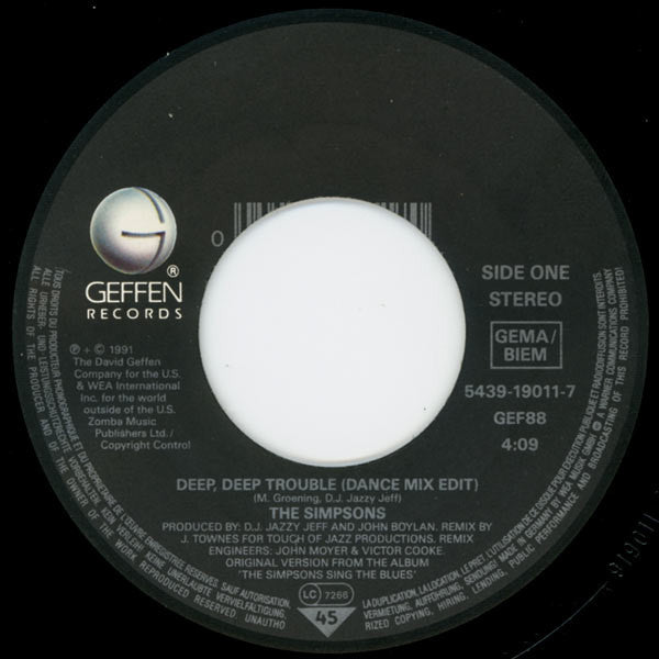 The Simpsons Featuring Bart* & Homer* : Deep, Deep Trouble (7", Single, Lar)