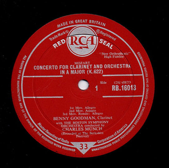 Wolfgang Amadeus Mozart - Benny Goodman : Concerto For Clarinet And Orchestra / Clarinet Quintet (LP, Album, Mono)