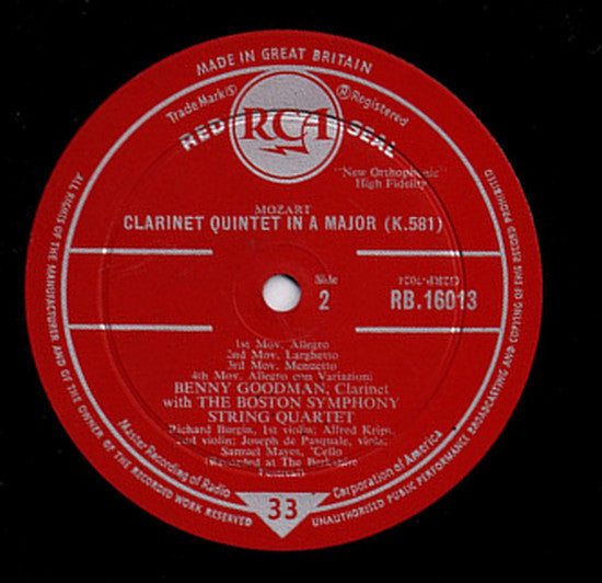 Wolfgang Amadeus Mozart - Benny Goodman : Concerto For Clarinet And Orchestra / Clarinet Quintet (LP, Album, Mono)