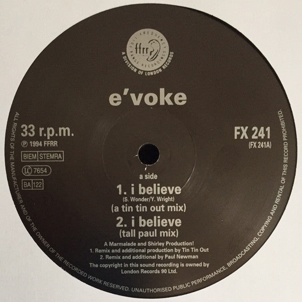 E'voke : I Believe (12")