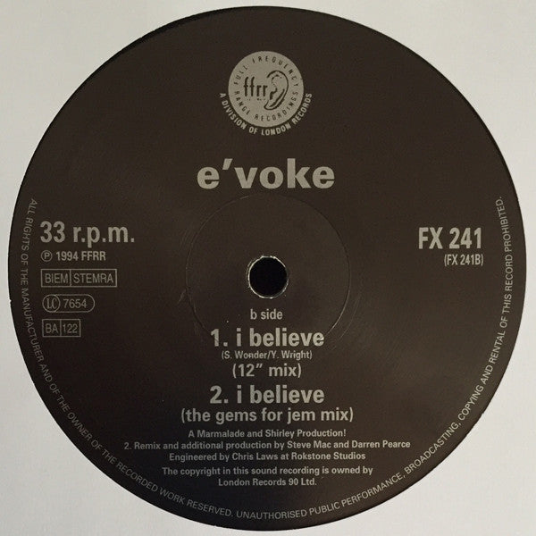 E'voke : I Believe (12")