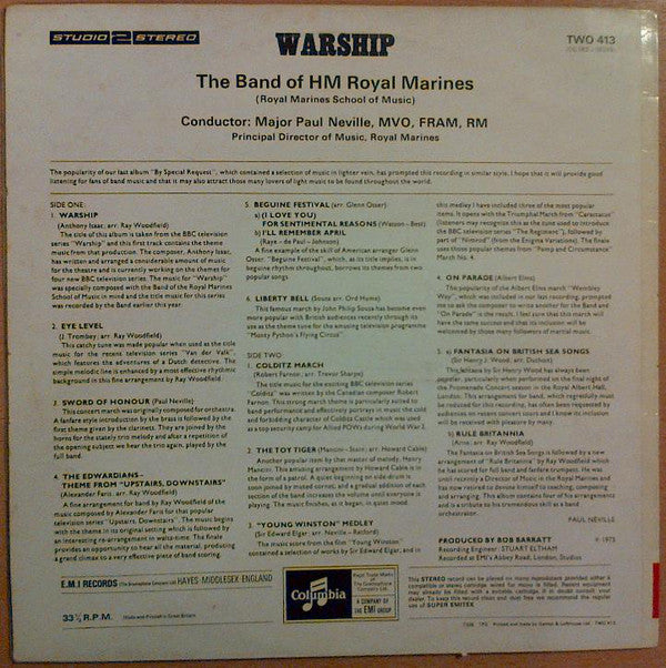 The Band Of H.M. Royal Marines (Royal Marines School Of Music) : Warship (LP, Comp)
