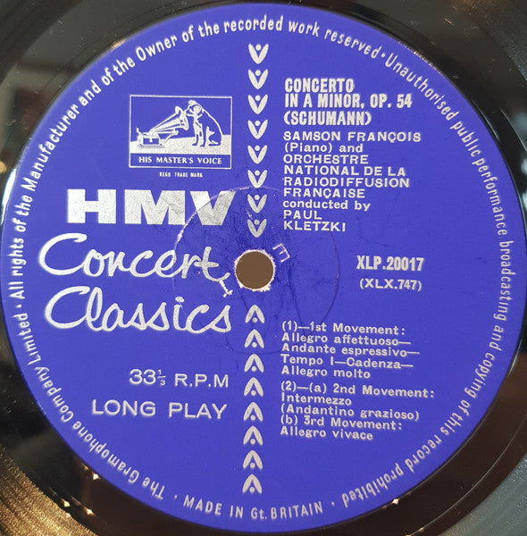 Samson François, Orchestre National De France, Paul Kletzki - Robert Schumann / Frédéric Chopin : Piano Concerto / Concerto No. 2 (LP)