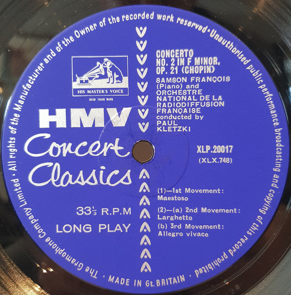 Samson François, Orchestre National De France, Paul Kletzki - Robert Schumann / Frédéric Chopin : Piano Concerto / Concerto No. 2 (LP)
