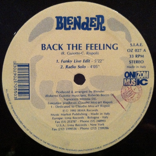 Blender : Back The Feeling (12")