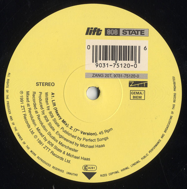 808 State : Lift / Open Your Mind (12")