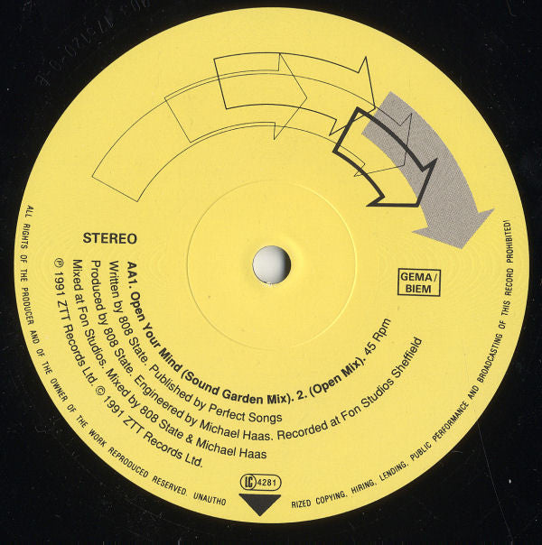 808 State : Lift / Open Your Mind (12")