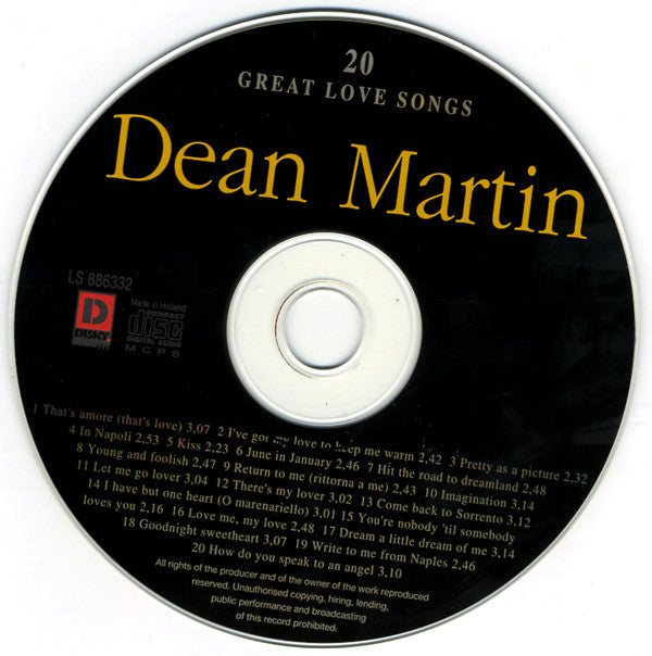 Dean Martin : 20 Great Love Songs (CD, Comp)