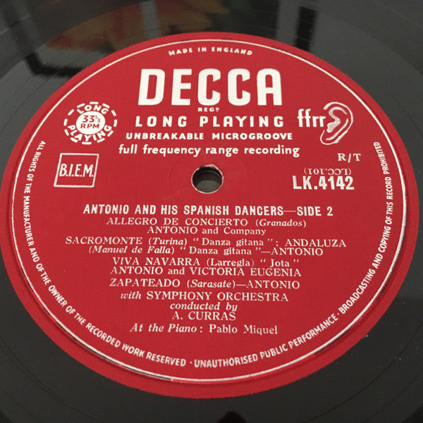Antonio y Cuerpo de Baile : Antonio And His Spanish Dancers (LP, Mono)