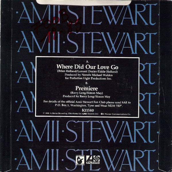 Amii Stewart : Where Did Our Love Go (7", Single, Promo)