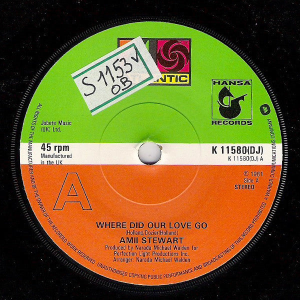 Amii Stewart : Where Did Our Love Go (7", Single, Promo)