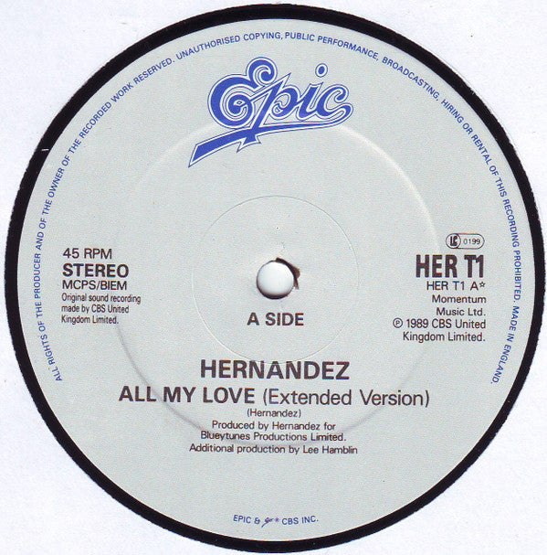 Wayne Hernandez : All My Love (Extended Version) (12")