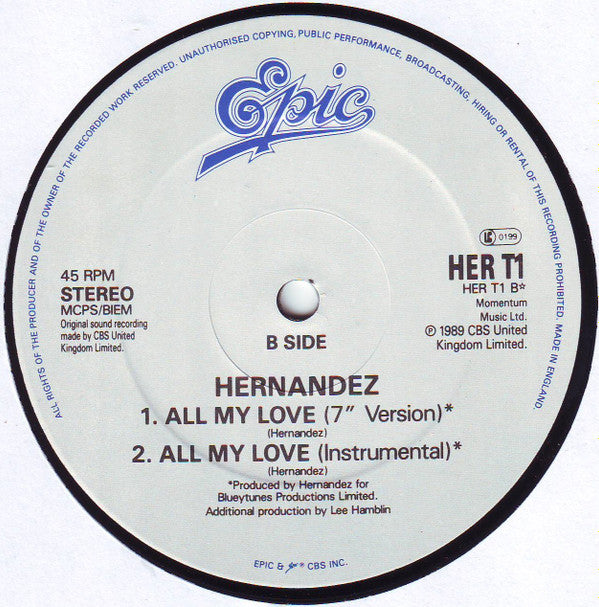 Wayne Hernandez : All My Love (Extended Version) (12")