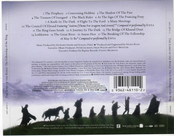 Howard Shore : The Lord Of The Rings: The Fellowship Of The Ring (Original Motion Picture Soundtrack) (CD, Album, Enh, Fro)