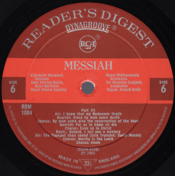 Georg Friedrich Händel : Messiah (3xLP, Mono + Box)