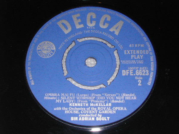 Georg Friedrich Händel – Kenneth McKellar, Orchestra Of The Royal Opera House, Covent Garden, Sir Adrian Boult : Comfort Ye / Ev'ry Valley / Largo / Silent Worship (7", EP, 4 P)