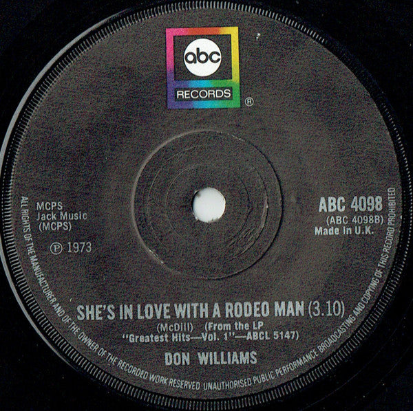 Don Williams (2) : I Recall A Gypsy Woman (7", Single, Sol)