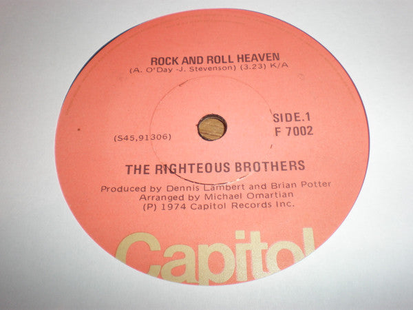 The Righteous Brothers : Rock And Roll Heaven (7", Single)
