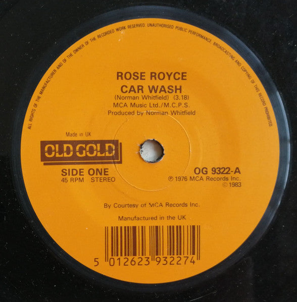 Rose Royce : Car Wash (7", Single, RE)