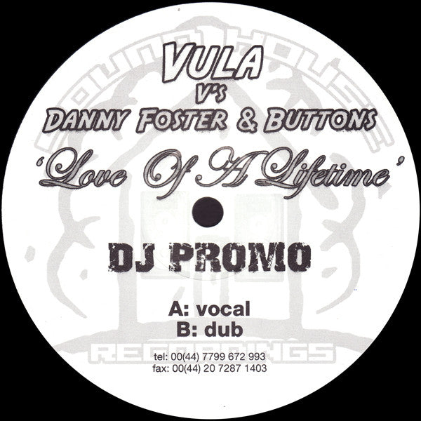 Vula vs. Danny Foster & Eddy Buttons : Love Of A Lifetime (12", Promo)