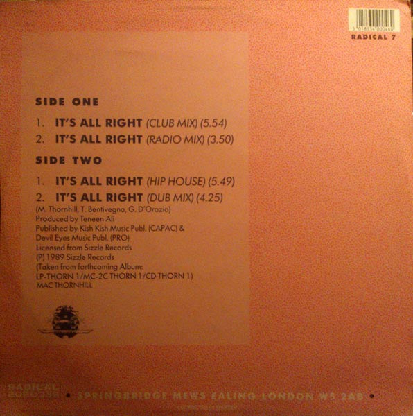 Mac Thornhill : It's All Right (12", Ltd)