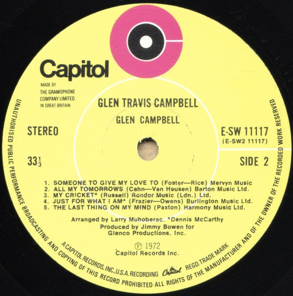 Glen Campbell : Glen Travis Campbell (LP, Album, Lim)