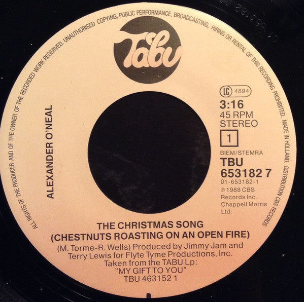 Alexander O'Neal : The Christmas Song (Chestnuts Roasting On An Open Fire) (7", Single)