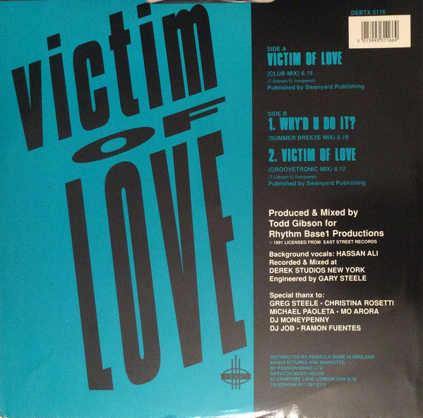 Gary Vonqwest : Victim Of Love (12")