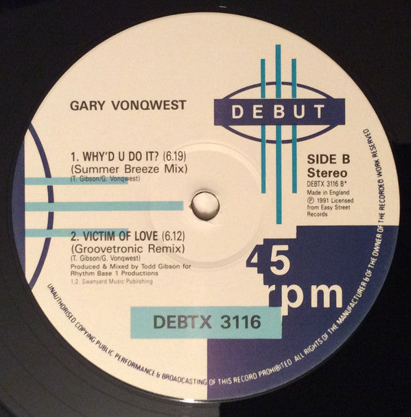 Gary Vonqwest : Victim Of Love (12")