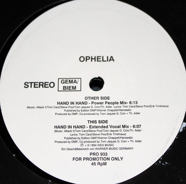 Ophelia (2) : Hand In Hand (12", Promo)
