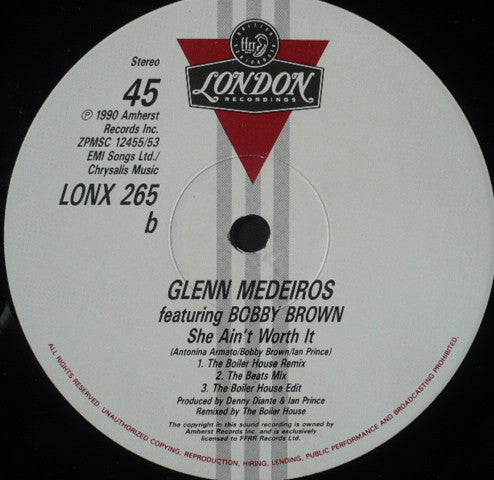 Glenn Medeiros Featuring Bobby Brown : She Ain't Worth It (12")