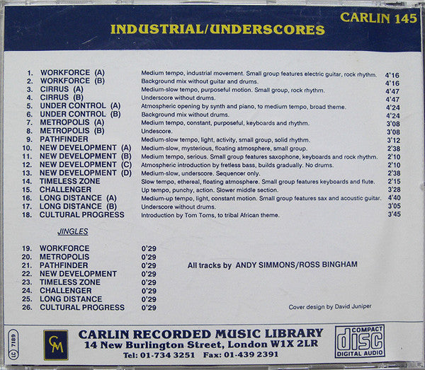 Andy Simmons (3) / Ross Bingham : Industrial/Underscores (CD, Album)