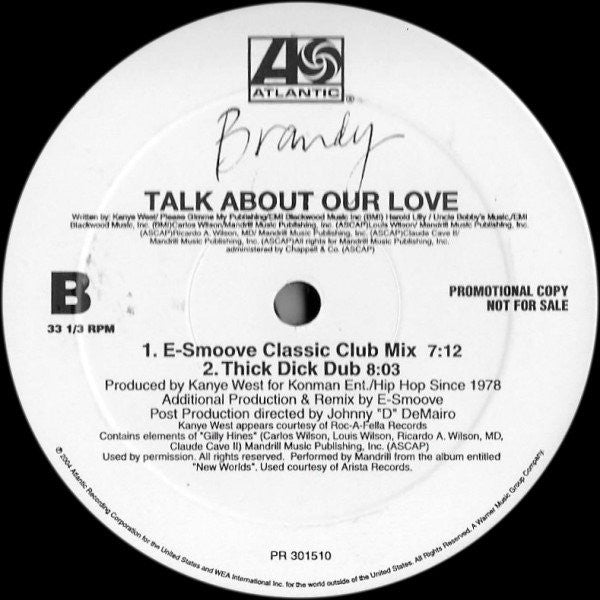Brandy (2) : Talk About Our Love (Dance Mixes) (2x12", Promo)
