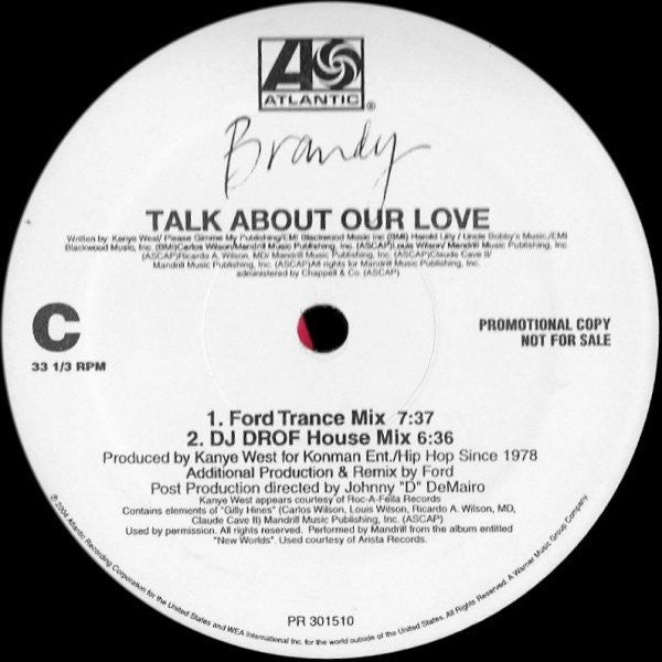 Brandy (2) : Talk About Our Love (Dance Mixes) (2x12", Promo)