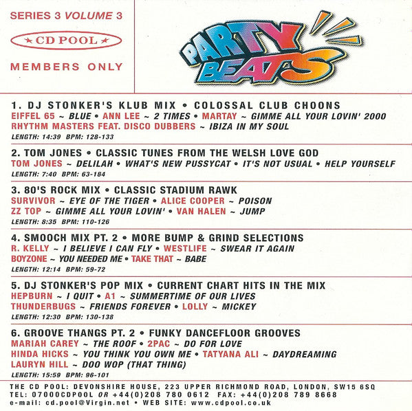 Various : Party Beats Series 3 Volume 3 (CD, Comp, Mixed, Promo)