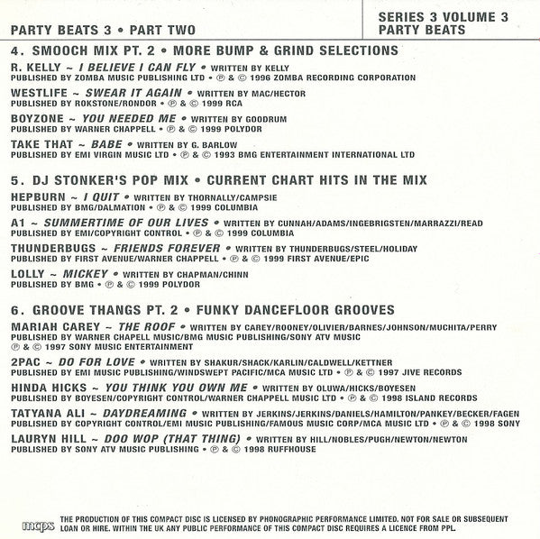 Various : Party Beats Series 3 Volume 3 (CD, Comp, Mixed, Promo)