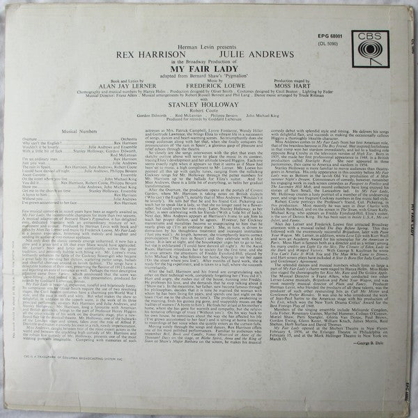 Rex Harrison, Julie Andrews With Stanley Holloway Book And Lyrics By Alan Jay Lerner Music By Frederick Loewe : My Fair Lady - Original Cast, Recorded In London (LP, Album, RE)